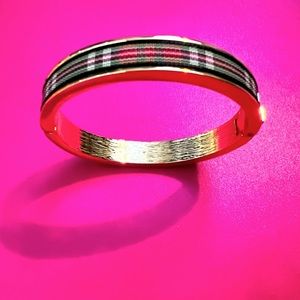 JCrew Plaid Ribbon Bangle/Gold Clasp